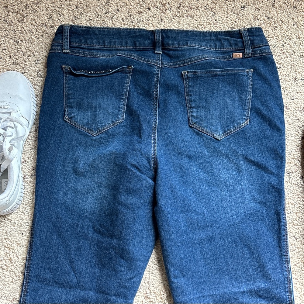 1822 Denim Medium Wash High Rise Skinny Raw Hem Women’s Jeans 14 - Picture 5 of 11
